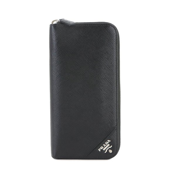 PRADA Black Leather Saffiano Wallet - Picture 1 of 8